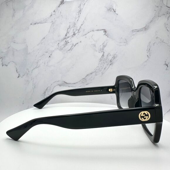 New Gucci Sunglasses Black Square Gold GG - Picture 6 of 16